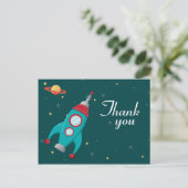 おもしろい宇宙ロケット誕生感謝してい誕生日はがき ポストカード (スタンド正面)