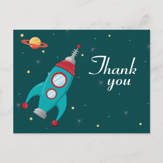 おもしろい宇宙ロケット誕生感謝してい誕生日はがき ポストカード (正面)