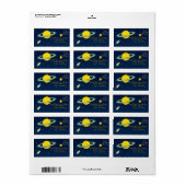 おもしろい宇宙ロケット誕生日メッセージカード ラベル (フルシート)