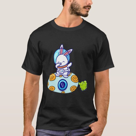 おもしろい宇宙乗馬のウサギ宇宙飛行士 Tシャツ (正面)