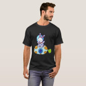 おもしろい宇宙乗馬のウサギ宇宙飛行士 Tシャツ (正面フル)