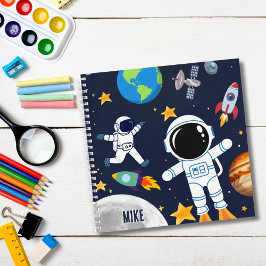 おもしろい宇宙宇宙飛行士の惑星、かわいいキッドsketchbook art ノートブック