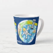 おもしろい宇宙宇宙飛行士 カフェラテマグ (右アングル)