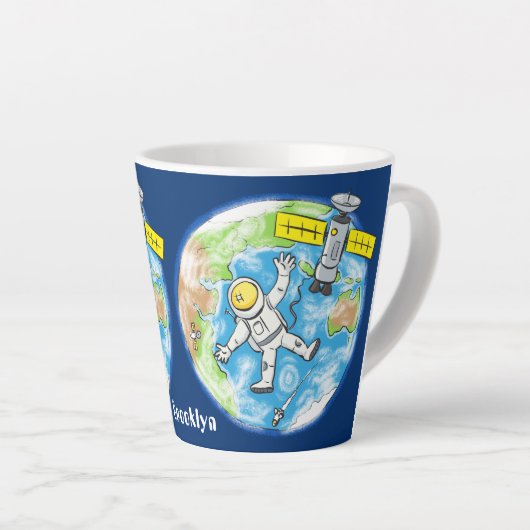 おもしろい宇宙宇宙飛行士 カフェラテマグ (右アングル)
