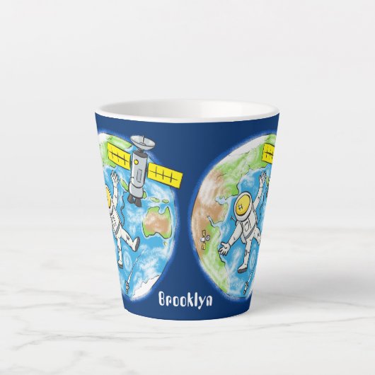 おもしろい宇宙宇宙飛行士 カフェラテマグ (正面)