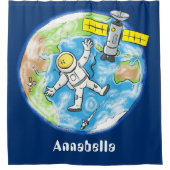 おもしろい宇宙宇宙飛行士 シャワーカーテン (正面)