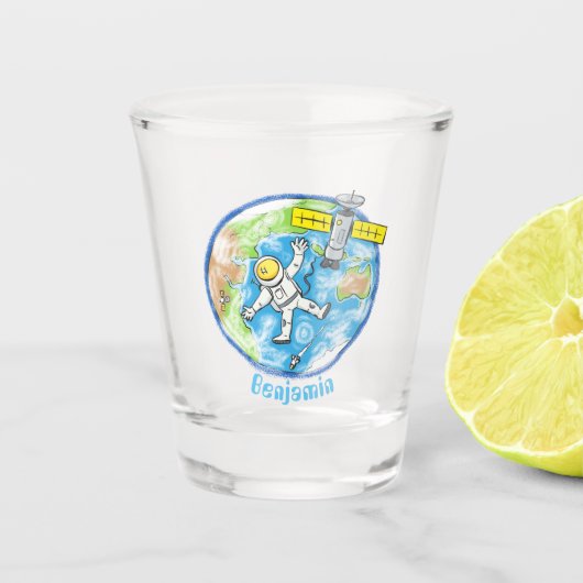 おもしろい宇宙宇宙飛行士 ショットグラス (正面)
