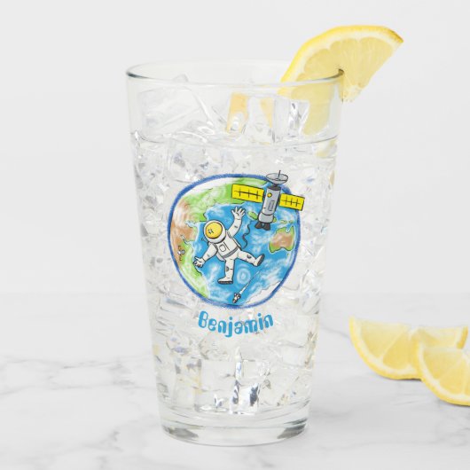 おもしろい宇宙宇宙飛行士 タンブラーグラス (アイス裏面)