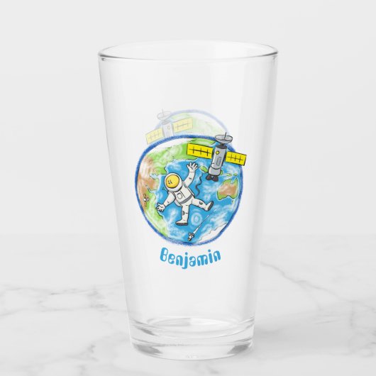 おもしろい宇宙宇宙飛行士 タンブラーグラス (正面)
