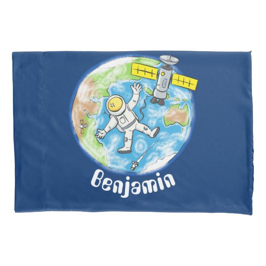 おもしろい宇宙宇宙飛行士 枕カバー (正面)