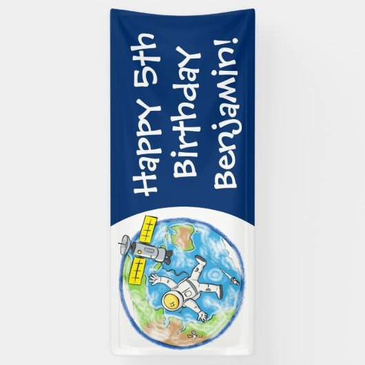 おもしろい宇宙宇宙飛行士 横断幕 (縦)