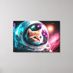 おもしろい宇宙猫宇宙飛行士子猫銀河系宇宙 キャンバスプリント