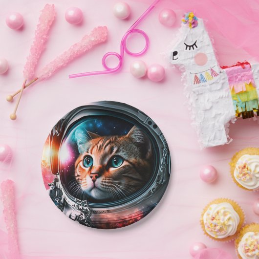おもしろい宇宙猫宇宙飛行士子猫銀河系宇宙 ペーパープレート (パーティー)