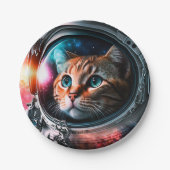おもしろい宇宙猫宇宙飛行士子猫銀河系宇宙 ペーパープレート (正面)