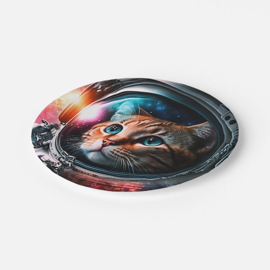 おもしろい宇宙猫宇宙飛行士子猫銀河系宇宙 ペーパープレート (アングル)