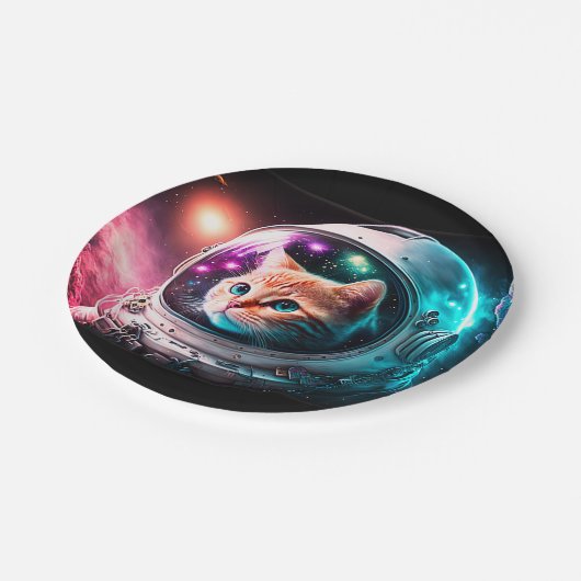おもしろい宇宙猫宇宙飛行士子猫銀河系宇宙 ペーパープレート (アングル)