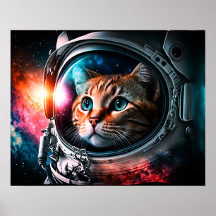 おもしろい宇宙猫宇宙飛行士子猫銀河系宇宙 ポスター