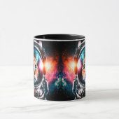 おもしろい宇宙猫宇宙飛行士子猫銀河系宇宙 マグカップ (中央)