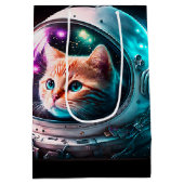おもしろい宇宙猫宇宙飛行士子猫銀河系宇宙 ミディアムペーパーバッグ (裏面)