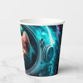 おもしろい宇宙猫宇宙飛行士子猫銀河系宇宙 紙コップ (裏面)