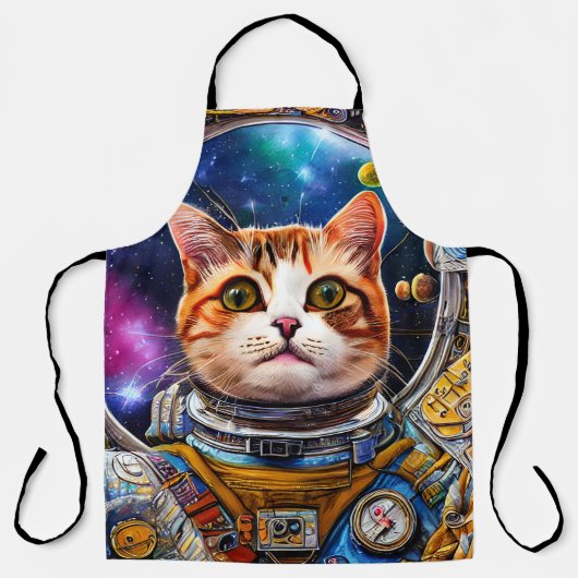おもしろい宇宙猫宇宙飛行士 エプロン (正面)