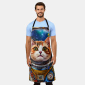 おもしろい宇宙猫宇宙飛行士 エプロン (着用した状態)