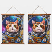 おもしろい宇宙猫宇宙飛行士 吊り下げ型タペストリー (ダブル)