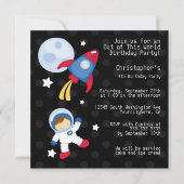 おもしろい宇宙飛行士の誕生日パーティーへの招待 招待状 (正面)