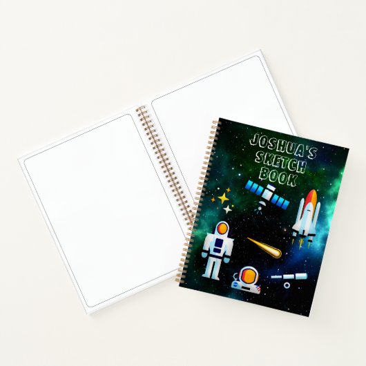 おもしろい宇宙飛行士コラージュのスケッチパーソナライズされたノート ノートブック (内部)