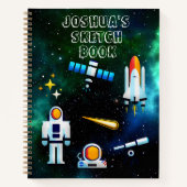 おもしろい宇宙飛行士コラージュのスケッチパーソナライズされたノート ノートブック (正面)