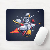 おもしろい宇宙飛行士飛んでいるスルー宇宙イラストレーション マウスパッド (マウス)