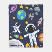 おもしろい宇宙飛行士、かわいいキッズファースト誕生日 フリースブランケット (正面)