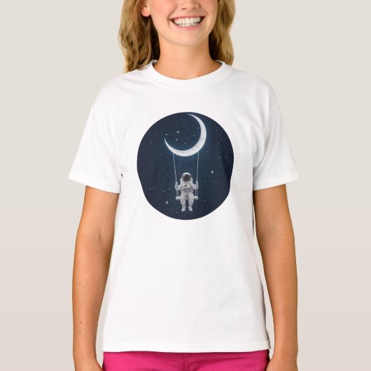 おもしろい宇宙 – 宇宙飛行士の月の揺れ Tシャツ (正面)
