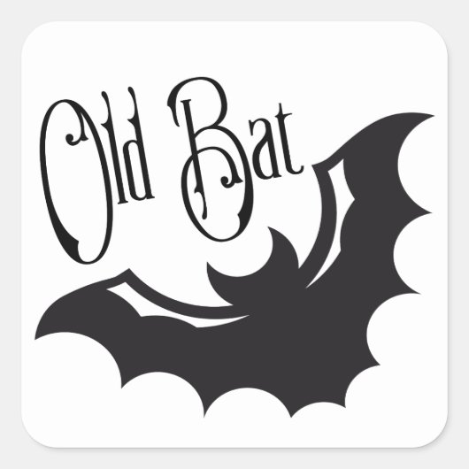 おもしろい定年こうもり スクエアシール (正面)