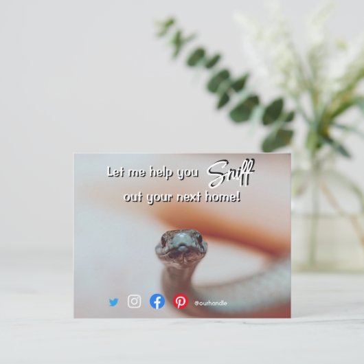 おもしろい実在の家の蛇を嗅ぎ取る ポストカード (スタンド正面)