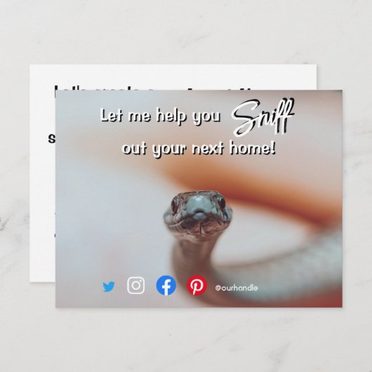 おもしろい実在の家の蛇を嗅ぎ取る ポストカード (正面/裏面)