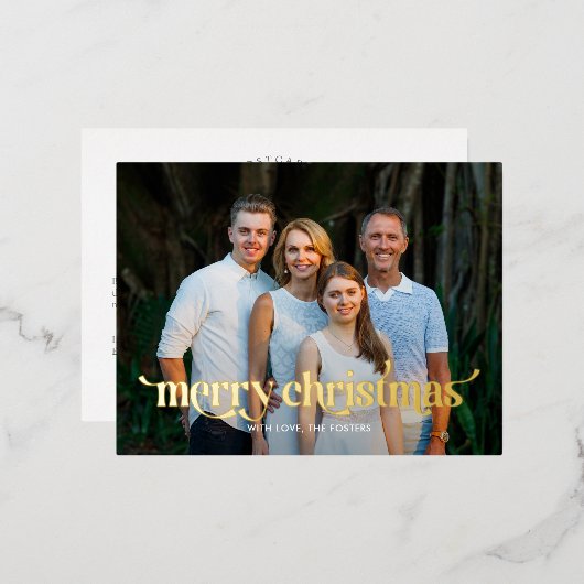 おもしろい実在のSWASH FOILモダン Christmas Card 箔シーズンポストカード (正面/裏面)