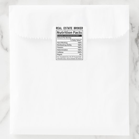 おもしろい実在不動産ブローカー不動産仲介業者栄養事実 スクエアシール (バッグ)