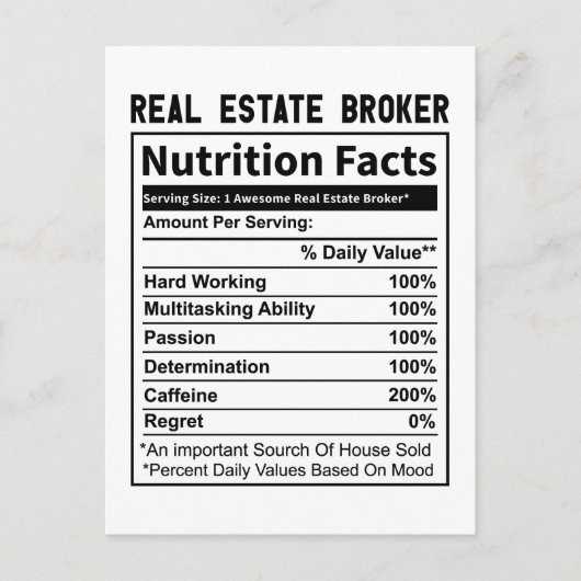 おもしろい実在不動産ブローカー不動産仲介業者栄養事実 ポストカード (正面)