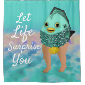 おもしろい実在引用文付き人魚感動的型 シャワーカーテン (正面)