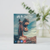 おもしろい実在葉書ロング顔 ポストカード (スタンド正面)