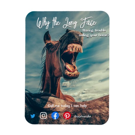 おもしろい実在葉書ロング顔 マグネット (縦)