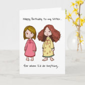 おもしろい実在親ハッピーバースデー姉妹 カード (黄色い花)