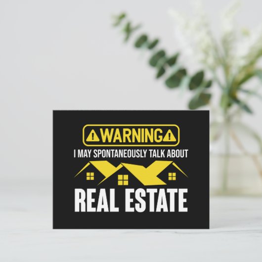 おもしろい実在警告財産不動産仲介業者引用文 ポストカード (スタンド正面)