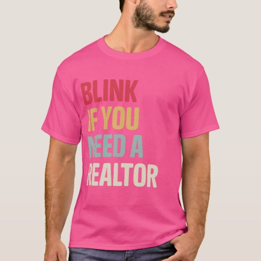 おもしろい実在Estate Agentのレトロが点滅もしする Tシャツ (正面)