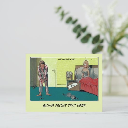 おもしろい実質のゴルファー、たった今結婚しました 案内ポストカード (スタンド正面)