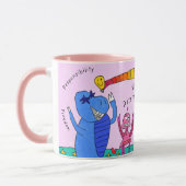 「おもしろい家での自己決定」ピンクマグ マグカップ (左)