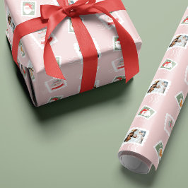 おもしろい家族の写真クリスマス切手コラージュ ラッピングペーパー