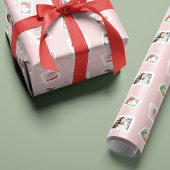 おもしろい家族の写真クリスマス切手コラージュ ラッピングペーパー