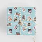 おもしろい家族の写真クリスマス切手コラージュ ラッピングペーパー